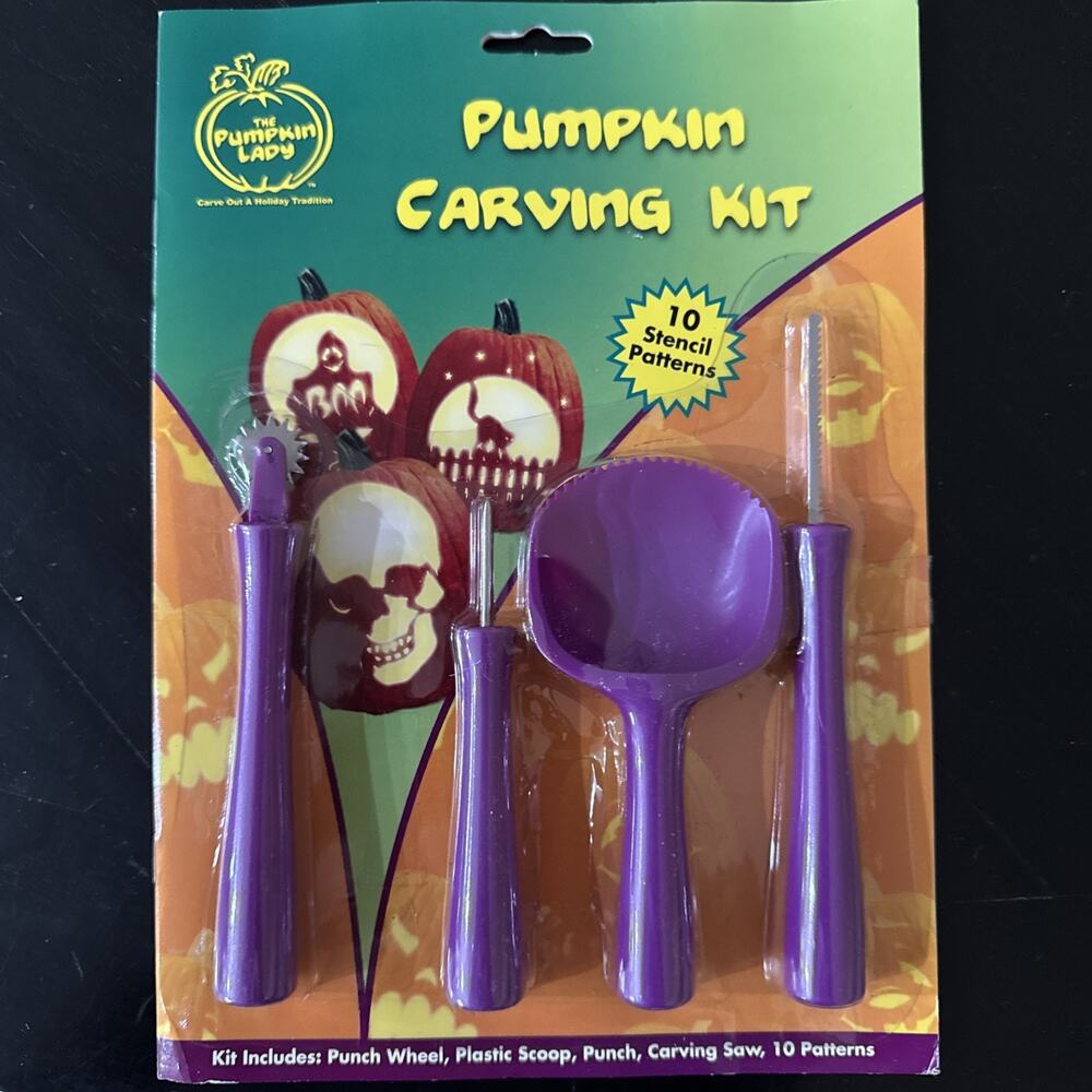 The Pumpkin Lady - Pumpkin Carving Kit - Tools And Stencils - New Sealed